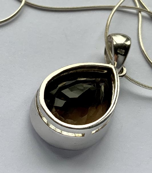 sterling silver smokey quartz necklace